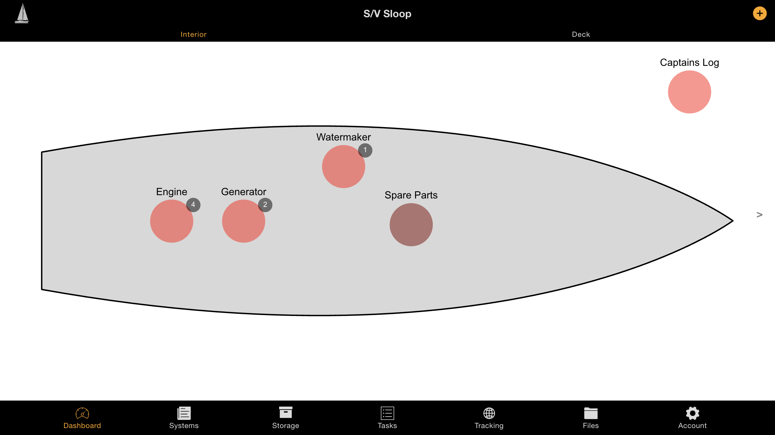 The new Quartermaster yacht management dashboard showing systems, storage and tasks at a glance