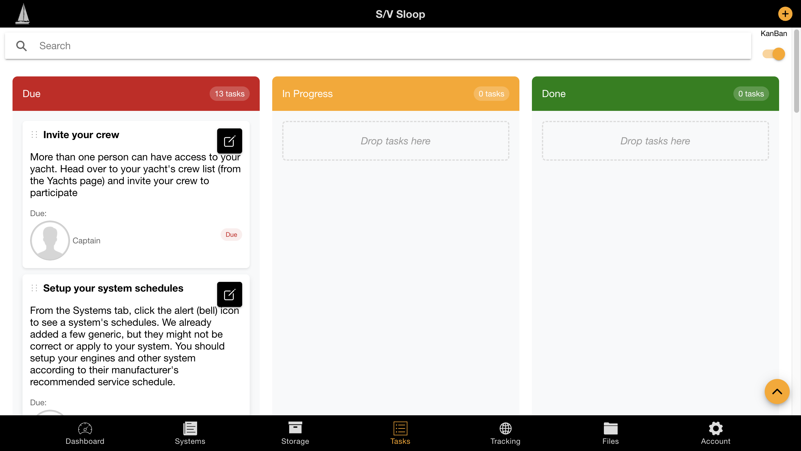 Quartermaster's redesigned Kanban task board for yacht to-do management